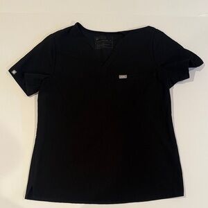 Figs Black Short Sleeve Srub Top Size Medium